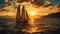 Sunset Serenade: A Majestic Sailing Yacht Embracing the Golden Sea