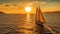 Sunset Serenade: A Sailing Yacht\\\'s Dance with the Golden Sun