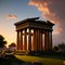 Sunset Serenity in an Old Town with Elegant Columns