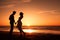 Sunset Serenity: Silhouette of a Couple on the Beach.