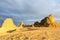 Sunset shines on the wind erosion landform