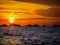 Sunset ships in front of Malapascua Island