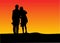 Sunset silhouette of a couple
