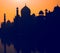 Sunset Silhouette Grand Taj Mahal Tourist Attraction Concept