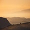 Sunset and silhouette of mountains at Crete island, Greece