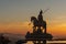 Sunset silhouette of sculpture of St Longinus