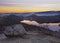 Sunset on the Sirio Lake in Canavese, near Ivrea city. In distance the Monviso Mountains with piedmontese alps.