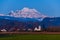 Sunset on Skagit Valley with Mount Baker in Background.