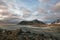 Sunset by Skagsansen beach in Flakstad island, lofoten