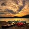 Sunset skies over lake Ullswater