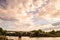 Sunset and sky at the Chattahoochee River in Columbus, Georgia, The United State - September