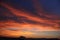 Sunset. Sky clouds background. Ridge Mountains silhouette. Skyline. Montenegro