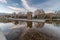 Sunset sky clouds reflections at Templo de Debod Debod Temple Egyptian temple dedicated to the goddess Isis