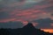 Sunset sky and mountain near Saguaro National Park West, Tucson, Arizona