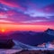 Sunset sky mountain range wallpaper