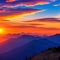 Sunset sky mountain range wallpaper