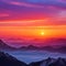 Sunset sky mountain range wallpaper