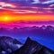 Sunset sky mountain range wallpaper