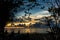 Sunset sky over the Indian Ocean. Cloudy sunset in the tropics