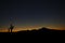 Sunset sky over mountain and cactus silhouette