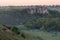 Sunset sky with rocks, tents, Vorgol river, Yelets, Russia