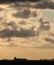 Sunset sky silhouettes ship Piel Castle Barrow