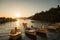 Sunset in small harbor of Manarola, Cinque Terre