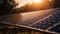 Sunset solar power station generates clean electricity generated by AI