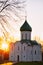 Sunset at Spaso Preobrazhensky Cathedral Pereslavl Zalessky town in Yaroslavl oblast in Russia