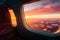 Sunset spectacle from planes window, a view that inspires awe