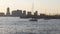 Sunset summer day new york hudson river boat dock jersey city view 4k usa