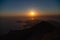 Sunset from the summit of Mount Babadag above the islands surrounding Olu Deniz in Turkey