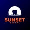 Sunset Sunrise Dent Tooth Dental Logo Design Vector