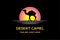 Sunset Sunrise Desert Camel Silhouette Logo Design Vector