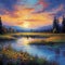 sunset sunrise lake landscape