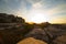 Sunset, sunrise, in the Natural Park of El Torcal de Antequera, in Malaga, Andalucia, Spain