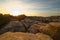 Sunset, sunrise, in the Natural Park of El Torcal de Antequera, in Malaga, Andalucia, Spain