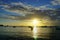 Sunset Sunrise Nusa Lembongan Beach with boats blue sky