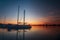 Sunset sunrise Sail boat Yacht at quay