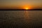 Sunset or sunrise on salt lake Baskunchak (Russia