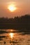 Sunset on swamp in Terai, Bardia, Nepal