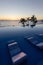 Sunset in the swimming pool of the hotel in Gran Canaria Canary Islands