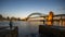 Sunset Sydney Harbor bridge.