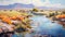 Sunset Symphony: Impressionist Painting of Rio Grande\\\'s Serene Waters