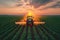 Sunset Symphony: Tractor\\\'s Dance on a Soybean Stage. Concept Soybean Harvest, Agricultural