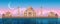 Sunset at Taj Mahal in Agra, India, panoramic city vector