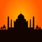 Sunset with Tajmahal silhouette vector illustration, Agra, Uttar Pradesh, India