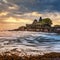 Sunset at Tanah lot, Hindu temple