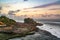 Sunset at Tanah Lot Temple on Sea in Bali Island, Indonesia