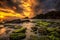 Sunset at Tanah Lot temple Tabanan Bali indonesia